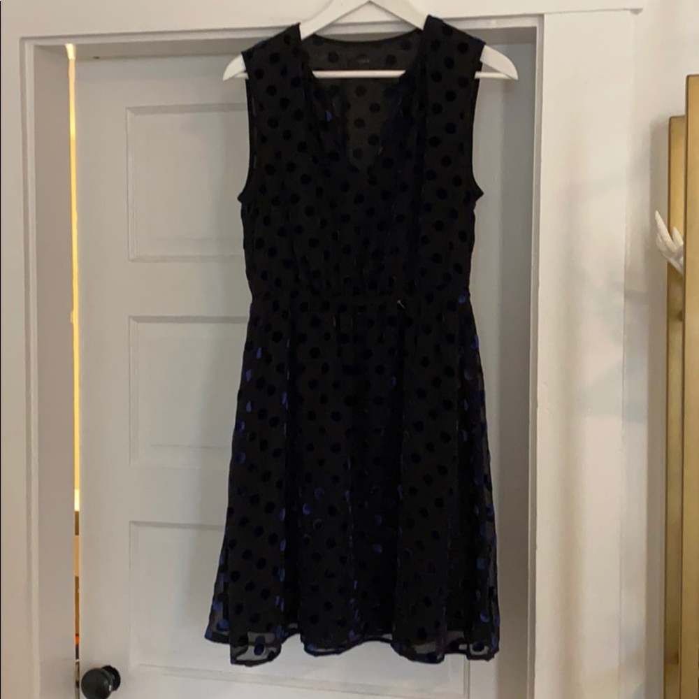 J crew dress, size 4, dark blue, polka dot